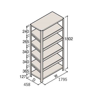 アズワン 軽量棚 ERR傾斜型 H1800×W1800×D450 有効棚 5段 67-5245-21 1個（直送品）