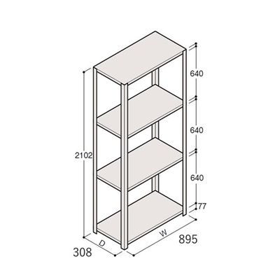 アズワン 軽量棚 ERR開放型 H2100×W900×D300 有効棚 3段 67-5242-20 1個（直送品）