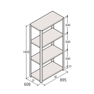 アズワン 軽量棚 ERR開放型 H1800×W900×D600 有効棚 3段 67-5241-73 1個（直送品）