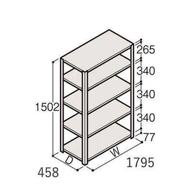 アズワン 軽量棚 ERR開放型 H1500×W1800×D450 有効棚 4段 67-5241-57 1個（直送品）