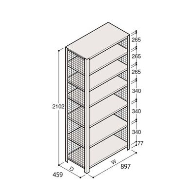 アズワン 軽量棚 ERR金網型 H2100×W900×D450 有効棚 6段 67-5244-63 1個（直送品）