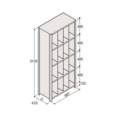 アズワン 軽量棚 ERR仕切型 H2100×W900 ×D450 有効棚 4段 4分割 67-5245-59 1個（直送品）