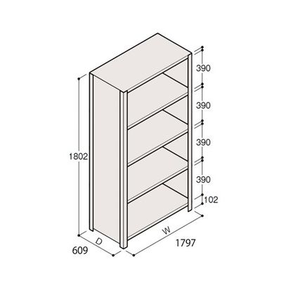 アズワン 軽量棚 ERR密閉型 H1800×W1800×D600 有効棚 4段 67-5246-57 1個（直送品）