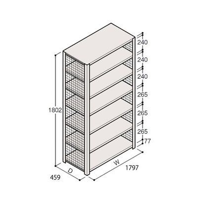 アズワン 軽量棚 ERR金網型 H1800×W1800×D450 有効棚 6段 67-5244-24 1個（直送品）