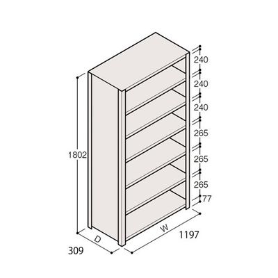 アズワン 軽量棚 ERR密閉型 H1800×W1200×D300 有効棚 6段 67-5246-73 1個（直送品）