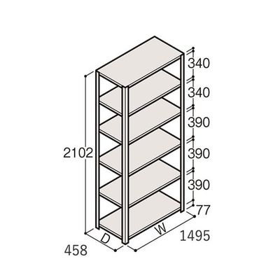 アズワン 軽量棚 ERR開放型 H2100×W1500×D450 有効棚 5段 67-5242-51 1個（直送品）
