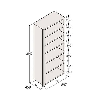 アズワン 軽量棚 ERR密閉型 H2100×W900×D450 有効棚 6段 67-5247-20 1個（直送品）