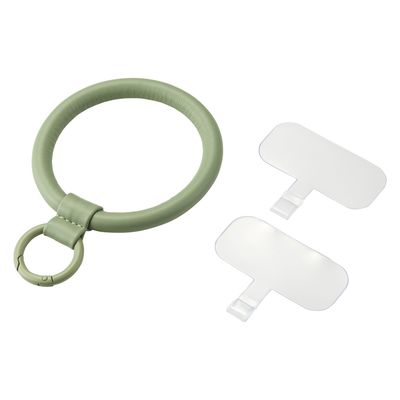 スマホハンドストラップ 手首 ソフトレザータイプ カラビナリング 1口穴 &me グリーン P-STHPLNGN エレコム 1個（直送品）