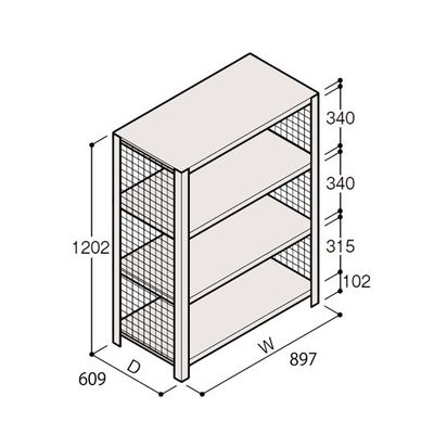 アズワン 軽量棚 ERR金網型 H1200×W900×D600 有効棚 3段 67-5243-19 1個（直送品）