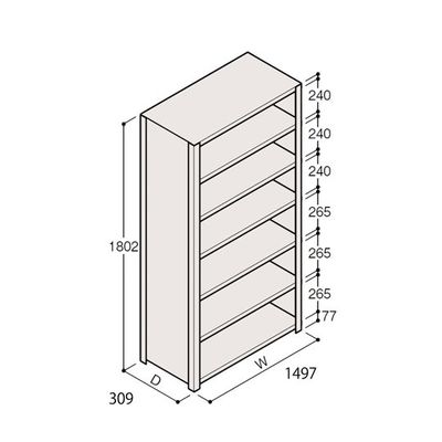 アズワン 軽量棚 ERR密閉型 H1800×W1500×D300 有効棚 6段 67-5246-76 1個（直送品）