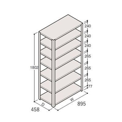 アズワン 軽量棚 ERR開放型 H1800×W900×D450 有効棚 6段 67-5242-09 1個（直送品）