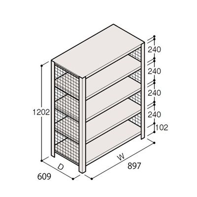 アズワン 軽量棚 ERR金網型 H1200×W900×D600 有効棚 4段 67-5243-31 1個（直送品）