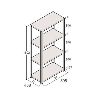 アズワン 軽量棚 ERR開放型 H1800×W900×D450 有効棚 3段 67-5241-72 1個（直送品）