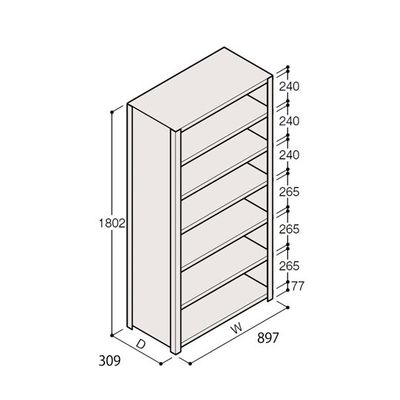 アズワン 軽量棚 ERR密閉型 H1800×W900×D300 有効棚 6段 67-5246-70 1個（直送品）