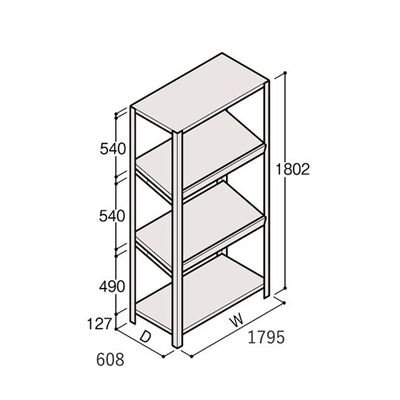 アズワン 軽量棚 ERR傾斜型 H1800×W1800×D600 有効棚 3段 67-5245-06 1個（直送品）