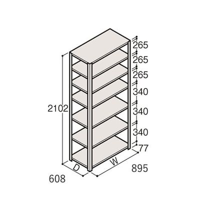 アズワン 軽量棚 ERR開放型 H2100×W900×D600 有効棚 6段 67-5242-58 1個（直送品）