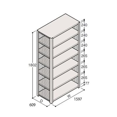 アズワン 軽量棚 ERR金網型 H1800×W1500×D600 有効棚 6段 67-5244-22 1個（直送品）