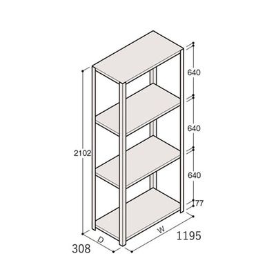 アズワン 軽量棚 ERR開放型 H2100×W1200×D300 有効棚 3段 67-5242-23 1個（直送品）