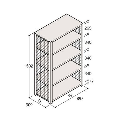アズワン 軽量棚 ERR金網型 H1500×W900×D300 有効棚 4段 67-5243-53 1個（直送品）