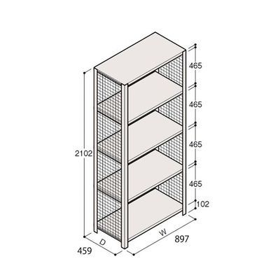 アズワン 軽量棚 ERR金網型 H2100×W900×D450 有効棚 4段 67-5244-39 1個（直送品）