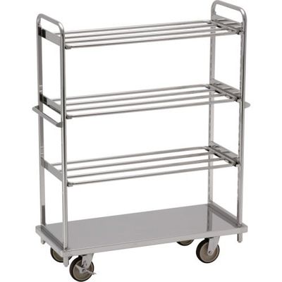 テックサス オールステンレス棚台車 1220×505 SUSφ150ウレタン車 パイプ棚3段 TD-1250D-PT3 1台（直送品）