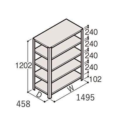 アズワン 軽量棚 ERR開放型 H1200×W1500×D450 有効棚 4段 67-5241-30 1個（直送品）