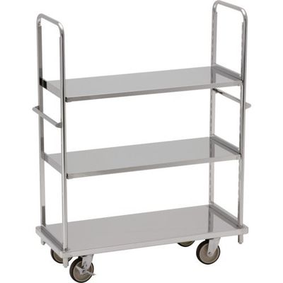 テックサス オールステンレス棚台車 1220×505 SUSφ150ウレタン車 板棚2段 TD-1250D-ST2 1台 427-5033（直送品）