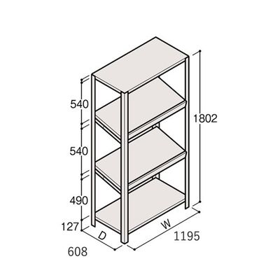 アズワン 軽量棚 ERR傾斜型 H1800×W1200×D600 有効棚 3段 67-5245-02 1個（直送品）