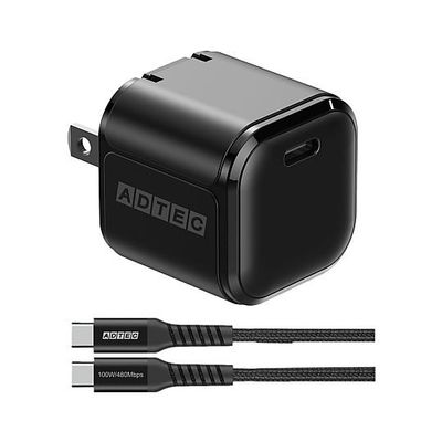アドテック PD対応AC充電器/45W/ブラック&TypeーCセット APD-V045C-WC-BK 1個 67-7463-74（直送品）