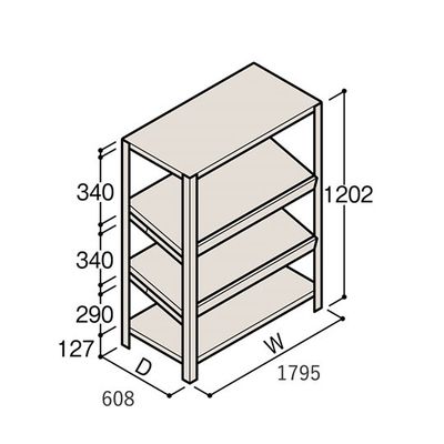 アズワン 軽量棚 ERR傾斜型 H1200×W1800×D600 有効棚 3段 67-5244-81 1個（直送品）