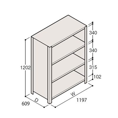 アズワン 軽量棚 ERR密閉型 H1200×W1200×D600 有効棚 3段 67-5245-78 1個（直送品）