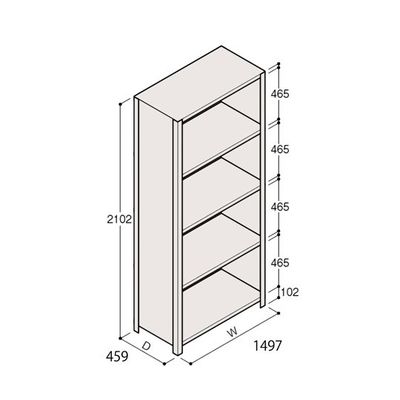アズワン 軽量棚 ERR密閉型 H2100×W1500×D450 有効棚 4段 67-5247-02 1個（直送品）