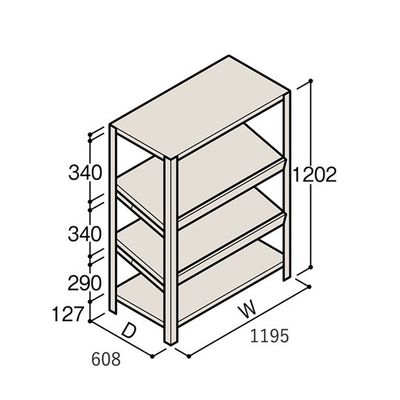 アズワン 軽量棚 ERR傾斜型 H1200×W1200×D600 有効棚 3段 67-5244-77 1個（直送品）