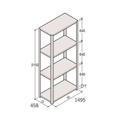 アズワン 軽量棚 ERR開放型 H2100×W1500×D450 有効棚 3段 67-5242-27 1個（直送品）