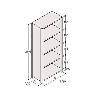 アズワン 軽量棚 ERR密閉型 H2100×W1800×D300 有効棚 4段 67-5247-04 1個（直送品）