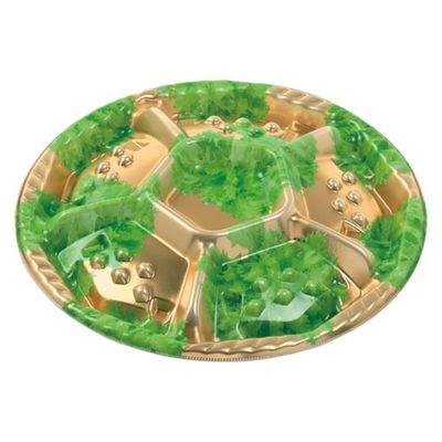 エフピコ オードブル容器 シェルトプラッター丸30 本体 金リーフ 49961300 1ケース(200個(10個×20)（直送品）