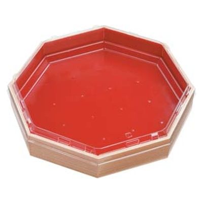 エフピコ 寿司桶 WPS-八角280透明蓋付 柾目朱 80060036 1ケース(60個(10個×6)（直送品）