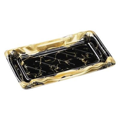 エフピコ 寿司容器 大波皿2-5(V1) 本体 黒なぎ金 4C403205 1袋(50個)（直送品）