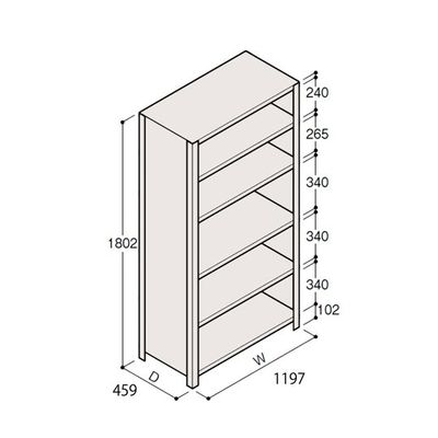 アズワン 軽量棚 ERR密閉型 H1800×W1200×D450 有効棚 5段 67-5246-62 1個（直送品）