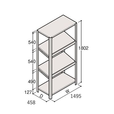 アズワン 軽量棚 ERR傾斜型 H1800×W1500×D450 有効棚 3段 67-5245-03 1個（直送品）