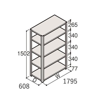 アズワン 軽量棚 ERR開放型 H1500×W1800×D600 有効棚 4段 67-5241-58 1個（直送品）