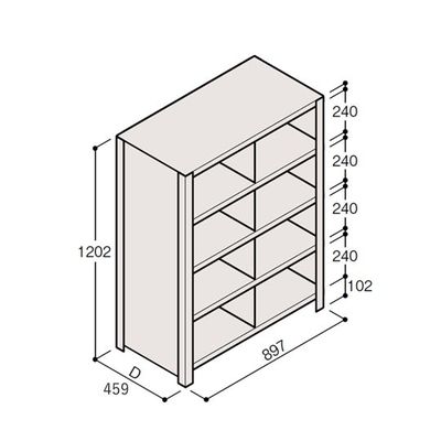 アズワン 軽量棚 ERR仕切型 H1200×W900 ×D450 有効棚 4段 2分割 67-5245-29 1個（直送品）