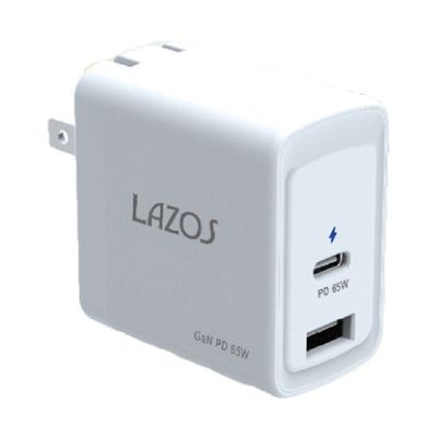 リーダーメディアテクノ 窒化ガリウムAC充電器 2口 C(PD)+Aポート 65W L-AC-G65 1個 66-0023-08（直送品）