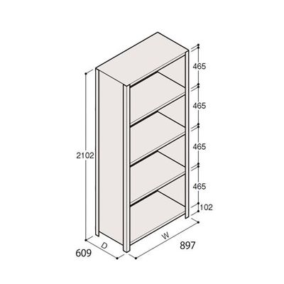 アズワン 軽量棚 ERR密閉型 H2100×W900×D600 有効棚 4段 67-5246-96 1個（直送品）