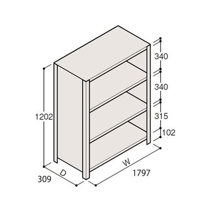 アズワン 軽量棚 ERR密閉型 H1200×W1800×D300 有効棚 3段 67-5245-82 1個（直送品）