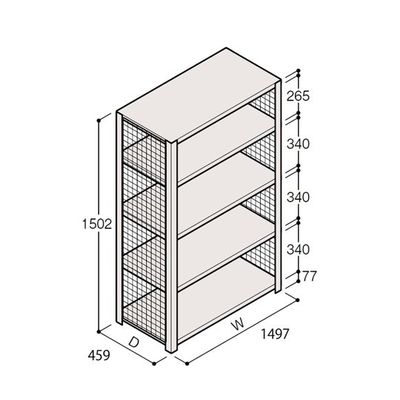 アズワン 軽量棚 ERR金網型 H1500×W1500×D450 有効棚 4段 67-5243-60 1個（直送品）