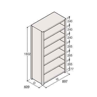 アズワン 軽量棚 ERR密閉型 H1800×W900×D600 有効棚 6段 67-5246-72 1個（直送品）