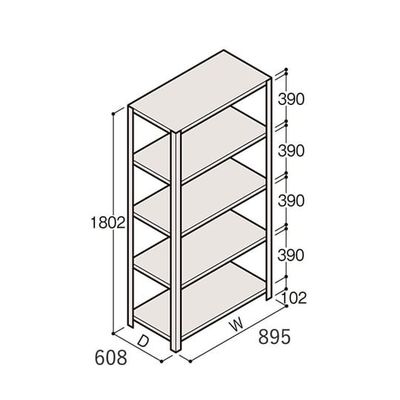 アズワン 軽量棚 ERR開放型 H1800×W900×D600 有効棚 4段 67-5241-85 1個（直送品）