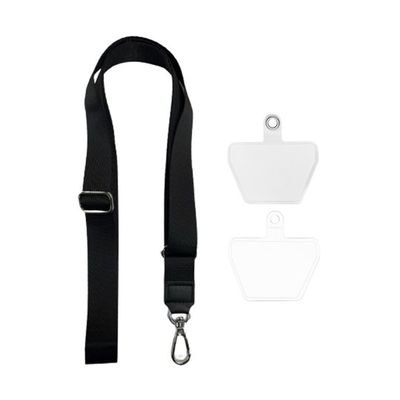 Trimate カラビナ付きネックストラップ&外付けストラップホール(2枚)ブラック TR-STP009-BK 1個 67-4920-96（直送品）