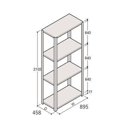 アズワン 軽量棚 ERR開放型 H2100×W900×D450 有効棚 3段 67-5242-21 1個（直送品）
